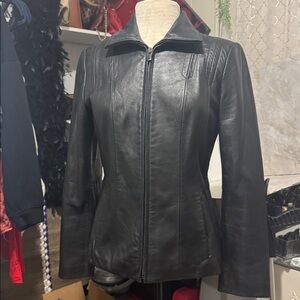 Women’s Bromley Zipper front Classic Black Leather Jacket